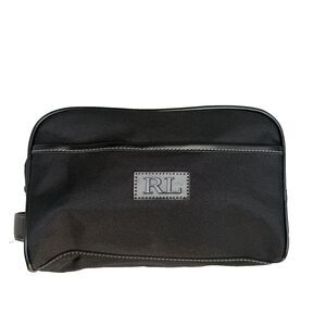RL Ralph Lauren Black Travel Toiletry Cosmetic Bag 10" x 6" x 5"